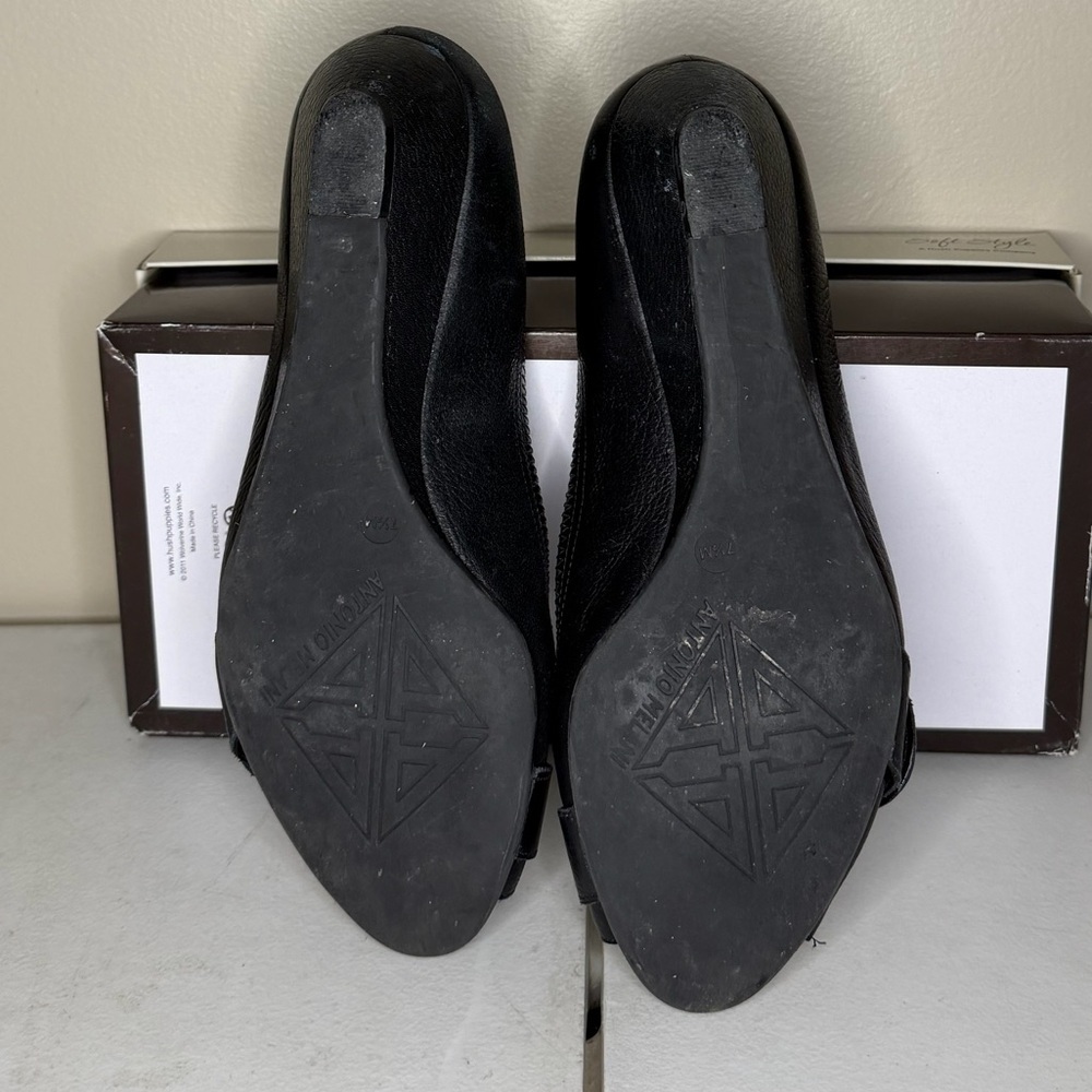ANTONIO MELANI Black Flats with Gold Buckle - Picture 4 of 5